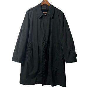 London Fog Vintage Faux Fur Lined Men’s Classic Black Trench Coat Size 40